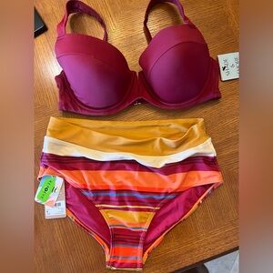 Two pc swimsuit, great colors and match up. Top padded and wired.